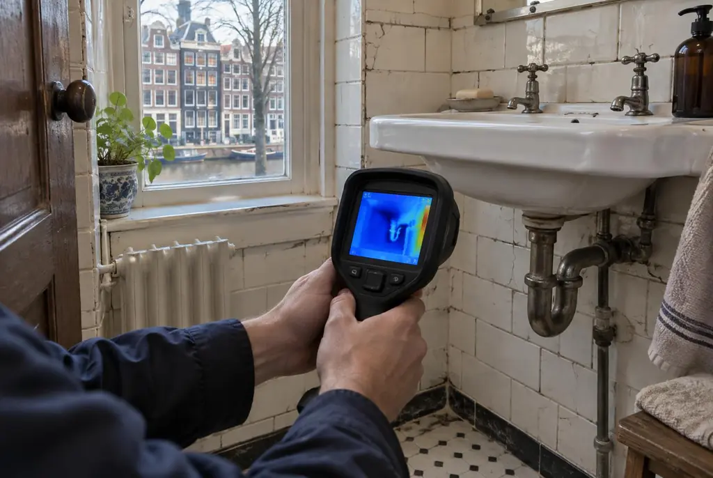 Lekdetectie Nieuwerkerk aan den IJssel – badkamer met oude leidingen achter de tegels