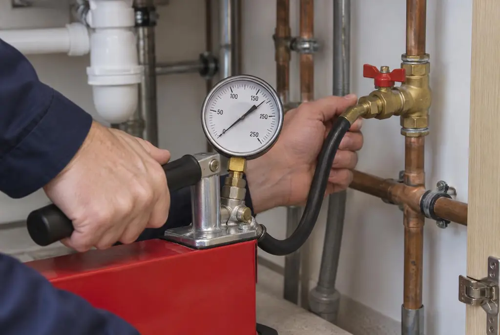 Lekdetectie Nieuwerkerk aan den IJssel – druktest op een waterleiding met een manometer