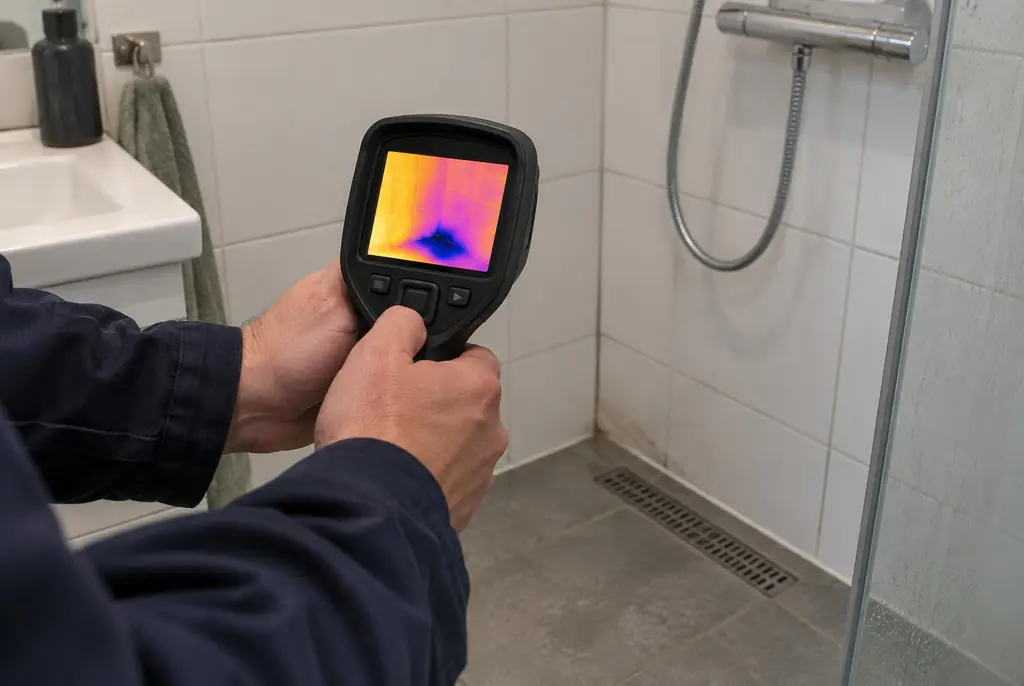 Lekdetectie Nieuwerkerk aan den IJssel – lekdetectiespecialist met warmtebeeldcamera in een badkamer