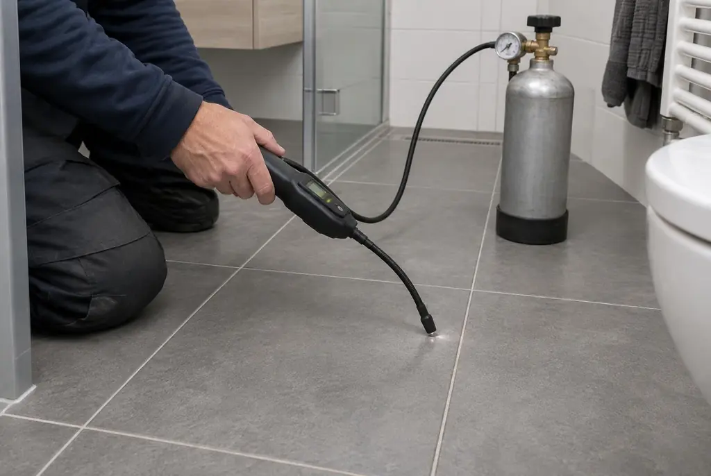 Lekdetectie Nieuwerkerk aan den IJssel – technicus spoort met tracergas een lekkage op in de vloer